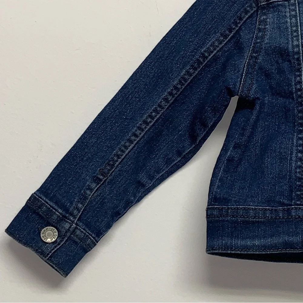 Okie Dokie Girls Size 2T Toddler Snap Button Stretch Denim Blue Jean Jacket